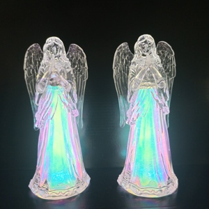 รูปปั้นนางฟ้าสุดหรูพร้อมไฟ LED สีขาวอบอุ่น สำหรับตกแต่งโต๊ะทำงาน เหมาะสำหรับเทศกาลคริสต์มาส - Product Image 4