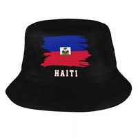Nouveau Chapeau de Pêcheur National Haïtien à Large Bord, Motif Drapeau Imprimé Numérique, en Polyester, Sans Fermeture, Jinhua