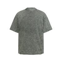 Kaos Pria Trendy Musim Panas Bahan Katun Murni Bernapas, Model Longgar Kasual, Kerah O-Neck, Lengan Pendek, Efek Distressed Waste Land Washed
