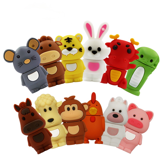 128GB 64GB 32GB 16GB 8GB USB 2.0/3.0 Cute Chinese Cartoon PVC A-class Flash Chip 3-Year Warranty Stock Zodiac USB Flash Drive