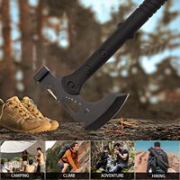 Hache tactique, hache de camping noire, hache de combat noire avec ouvre-bouteille, utilisée pour la coupe en plein air, la chasse et la survie
