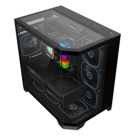 AntarcChill Custom Logo Tempered Glass Mid Tower ATX PC Casing Desktop CPU Cabinet Gaming Computer Cases with Fans