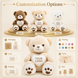Orsacchiotto di Peluche Kawaii con Messaggio Felice sul <span class=keywords><strong>Cuore</strong></span>, Morbido Orso <span class=keywords><strong>Marrone</strong></span> Imbottito con Cuori sulle Zampe, Ideale come Regalo - Product Image 5