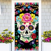 Décoration de fête sur le thème des Morts, design de dessin animé, rideau de porte, toile de fond photo, bannière de porte pour créer une ambiance festive