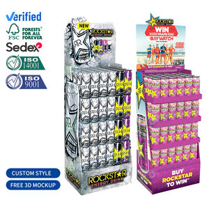 Espositore da Terra in Cartone Ondulato Personalizzato per Bevande Energetiche e Altre Bevande, per Supermercati e Negozi al Dettaglio - Product Image 1