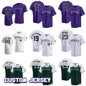 S-6XL ukuran kustom Colorado 19 Charlie Blackmon 23 Kris Bryant 21 Kyle Freeland Jersey bisbol Rockie pria wanita muda