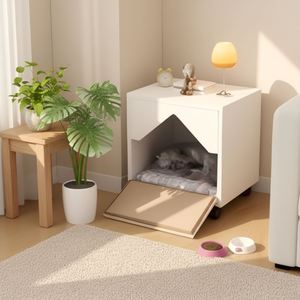 Meuble de rangement compact en bois pour chat, compatible avec l'espace humain, pour salon et chambre, adapté aux animaux de compagnie - Product Image 3
