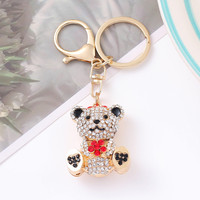 Porte-clés en alliage de zinc motif ours, pendentif de sac mignon de dessin animé, accessoires de suspension DIY, cadeau de luxe pour couple et étudiant