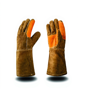 Guantes de Soldadura de Cuero para Soldadura Eléctrica, Textura Suave, Resistentes al Calor, Duraderos, Anti-escaldaduras, Sin Silicona, Sin Látex - Product Image 1