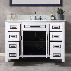 Gabinete de <span class=keywords><strong>baño</strong></span> Unidad portátil Lavabos independientes sobre madera Blanco Gabinete de <span class=keywords><strong>baño</strong></span> de pie completamente rústico - Product Image 2