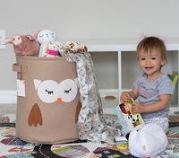 Panier de rangement en feutre de haute qualité, pliable, Design de hibou mignon, panier pour enfants, panier de rangement polyvalent avec poignées