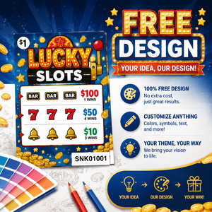 Fancy <b>Paper</b> Custom Size Slot Machine Theme Die cutting Shape Three Windows Secure Data Print Tear Off Tickets Pull Tab Card - Product Image 5