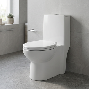 WC monobloc Ripon Square Model en céramique à siphon avec abattant à fermeture douce, siphon en P et double chasse pour projets de salles de bain de luxe - Product Image 5