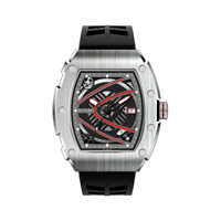 Montre mécanique automatique pour homme en acier inoxydable de forme tonneau, lumineuse, avec bracelet en silicone, grand cadran en cristal saphir, calendrier
