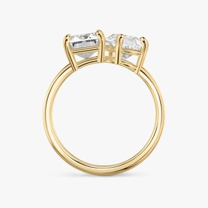 Bague de fiançailles MaiYi Toi Et Moi en émeraude et poire, or jaune 14k 18k, bague en moissanite et <span class=keywords><strong>diamant</strong></span> pour fiançailles et mariage - Product Image 2