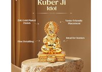 Statue de dieu hindou Kuber Ji plaquée or de 3,5 pouces pour la décoration de la maison, du bureau, des cérémonies religieuses, de la prospérité, des mariages, cadeau religieux