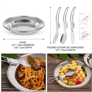 <span class=keywords><strong>Set</strong></span> da Cucina da Campeggio 15 Pezzi, Kit Portatile con Manico Pieghevole, Pentola, Bollitore e Tazze per Escursioni e Picnic - Product Image 4
