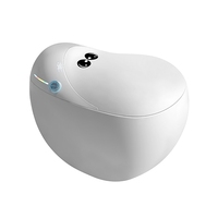 WC monobloc moderne avec abattant rond, fonctionnalités complètes, chasse d'eau automatique, en céramique, à poser au sol, télécommande incluse