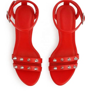 <span class=keywords><strong>Sandali</strong></span> estivi con tacco in legno all'ingrosso della fabbrica Sexy rosso tacco alto cinturino alla caviglia aperto modello solido cinturini alla caviglia scarpe da <span class=keywords><strong>donna</strong></span> - Product Image 5