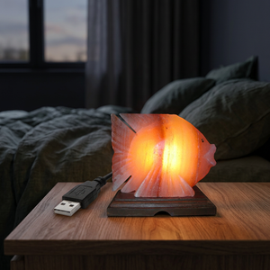 Lámpara de Sal Rosa del Himalaya 100% Pura, de Alta Calidad, Forma Geométrica, Mini Lámpara USB, Tallada a Mano, Ecológica, Feng Shui - Product Image 1