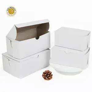 Takeaway packaging food box cake donut dessert white paper folded gift box with print logo
