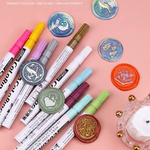 Stylo à cire à cacheter, stylo à peinture, outil de coloriage pour journal créatif, fournitures d'artisanat avec tampons à cacheter - Product Image 2