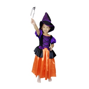 Vestidos de Fiesta de Carnaval Hechos en Fábrica MS, Vestido Morado y Naranja de Manga Corta con Burbujas, Disfraces de Bruja de Halloween para Niñas - Product Image 2