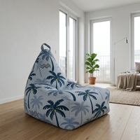 Fauteuil pouf triangulaire durable en toile de polyester imprimée, hydrofuge et anti-humidité, anti-moisissure pour usage intérieur