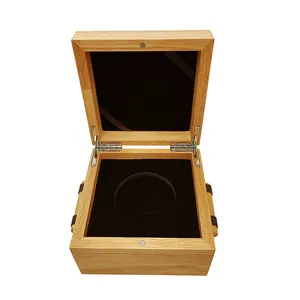 Nouveau présentoir de pièces commémoratives en bois de caoutchouc massif personnalisé boîte de rangement de pièces d'or boîte de présentation de cadeau d'insigne en bois