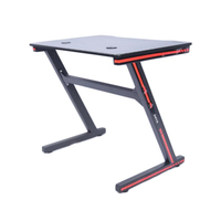 Bureau de jeu moderne en métal en forme de T avec éclairage RGB pour bureau à domicile - Bureau d'ordinateur avec design profond