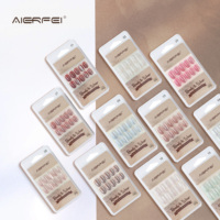 AIERFEI 30 pièces de faux ongles de luxe de couleur rouge, motifs œil de chat, faux ongles en gros, en couleur rouge, pointes d'ongles