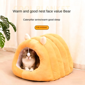 Cama Universal para Mascotas de Cuatro Estaciones para Gatos y Perros Pequeños, Terciopelo de Cristal, Felpa Cepillada, Forma de Oruga, Transpirable, Impermeable y Cálida - Product Image 1