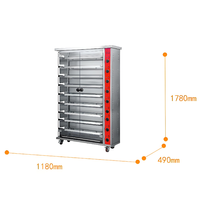 Rôtissoire commerciale à poulet en acier inoxydable 9 broches, machine à rôtir rotative pour four de restaurant