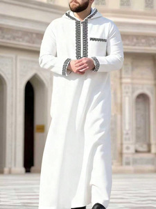 2026 Vêtement islamique brodé Thobe pour Homme, Djellaba Arabe, Caftan, Boubou Homme Musulman, Robe à capuche décontractée, Jubba - Product Image 3
