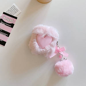 Fourrure de lapin <span class=keywords><strong>mignon</strong></span> dessin animé rose en peluche coeur aimant anti-chute accessoires pour écouteurs couverture pour <span class=keywords><strong>Airpods</strong></span> pro 1 2 3 étui pour écouteurs - Product Image 3