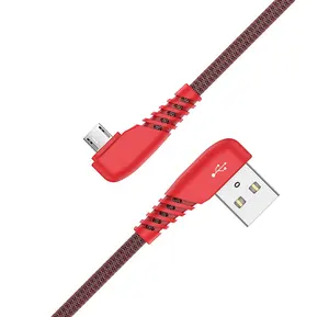Shenzhen Pabrik Harga 1M Micro V8 Gaming Kabel Jala Dikepang 90 Derajat USB Mikro Pengisian Kabel untuk Ponsel