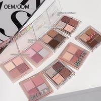 Palette de fards à paupières personnalisée en gros, 4 couleurs, fard à paupières scintillant, fard à paupières mat, haute pigmentation, paillettes, fard à paupières naturel, maquillage