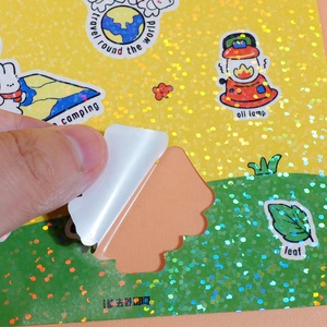 Hoja de Pegatinas Personalizadas de Fábrica con Diseño de Anime <span class=keywords><strong>Kawaii</strong></span>, Resistentes al Agua, Impresas en Vinilo Holográfico con Brillo - Product Image 6