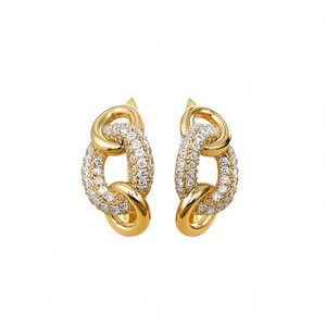 Orecchini a Cerchio E3658 in Oro Rosa con Incastonatura di Diamanti, Gioielli di Lusso Geometrici per Donna - Product Image 1