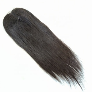 Cabello humano virgen mongol alineado con cutícula <span class=keywords><strong>Base</strong></span> superior de seda Peluca judía Mujeres tejidas Kosher Topper - Product Image 3
