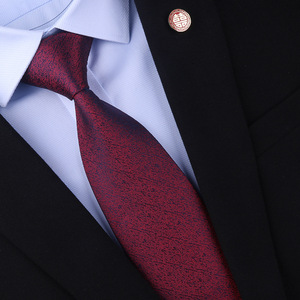 Mulberry Silk Jacquard Weave <strong>Tie</strong> Men's Wedding Casual <strong>Burgundy</strong> Striped Professional Work Formal Business Trend Customizable Logo - Product Image 6