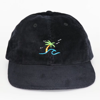 Zwarte corduroy palmboom golfborduurwerk papa hoed unisex casual baseballpet