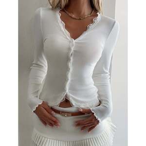 Slim Fit Long Sleeve Solid <b>Cardigan</b> <b>White</b> Women's <b>Cardigans</b> - Product Image 2