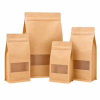 En stock, sachets refermables biodégradables, anti-odeurs, à fermeture éclair, en mylar, pour l'emballage alimentaire, sacs en papier kraft brun, OEM/ODM