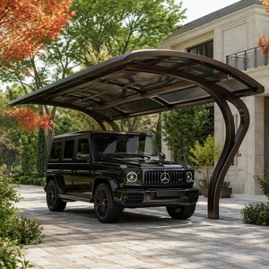 Abri de voiture en aluminium à une seule face avec <span class=keywords><strong>toit</strong></span> en polycarbonate durable pour la protection des véhicules extérieurs de la villa contre le soleil et la pluie - Product Image 1