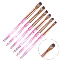 Ensemble de 6 stylos à gel UV pour la décoration des ongles, manche en acrylique professionnel, poils en nylon, pour la manucure DIY