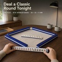 Tuiles de Mahjong Américaines Modernes de Luxe en Acrylique, 160 Pièces, 36x25x11mm, Classiques Chinoises, Dos Marbré Bleu, pour Divertissement et Jeux de Poker, OEM