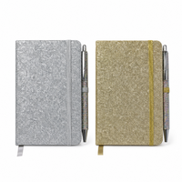 Ensemble de carnet de notes en cuir brillant A6 avec logo personnalisé, stylo en strass, bande élastique, pochette, agenda, cadeau écologique pour les fêtes