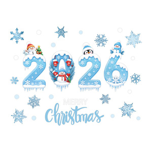 Autocollants géants réutilisables pour fenêtres de joyeux Noël autocollants décoratifs statiques et étanches PVC Kawaii décalcomanies de vacances - Product Image 2