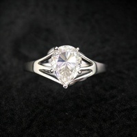 Bague en argent sterling 925 avec moissanite en forme de poire de 7 mm, couleur D, pureté VVS, 2 carats, pour femme et homme, idéale pour un anniversaire, passe le test du diamant